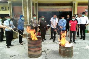 Polres Kampar Musnahkan 20,42 Kg Ganja Kering dan 13,37 gram Sabu-sabu